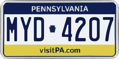 PA license plate MYD4207
