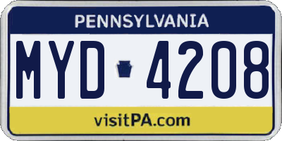 PA license plate MYD4208