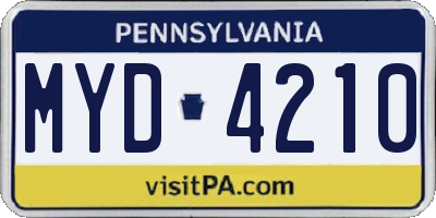 PA license plate MYD4210