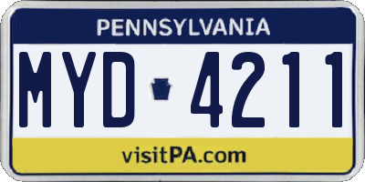 PA license plate MYD4211