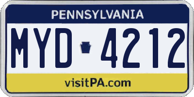PA license plate MYD4212