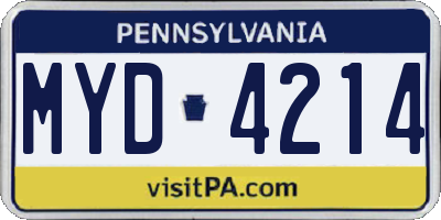 PA license plate MYD4214