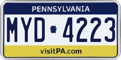 PA license plate MYD4223