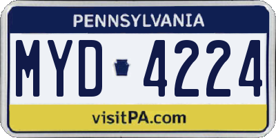 PA license plate MYD4224