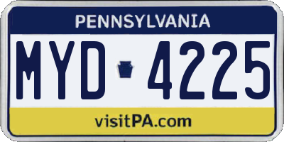 PA license plate MYD4225