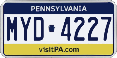 PA license plate MYD4227