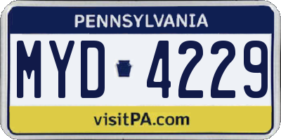 PA license plate MYD4229