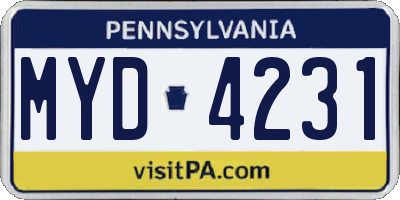 PA license plate MYD4231