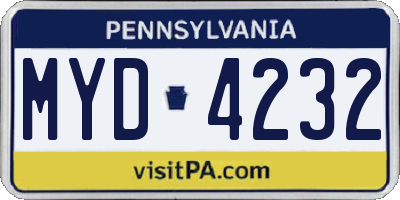 PA license plate MYD4232