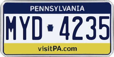 PA license plate MYD4235