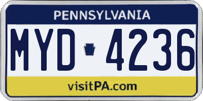 PA license plate MYD4236