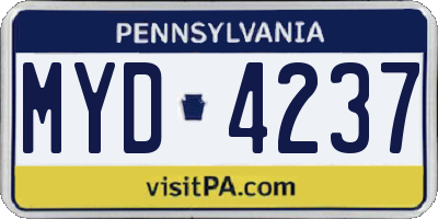 PA license plate MYD4237