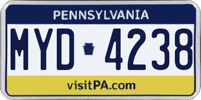 PA license plate MYD4238