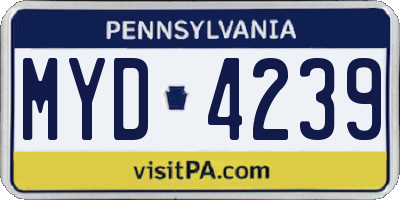 PA license plate MYD4239