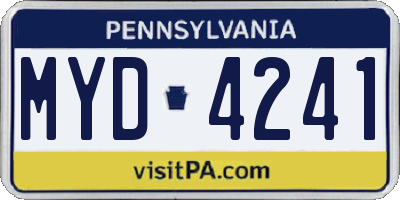 PA license plate MYD4241