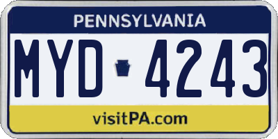 PA license plate MYD4243