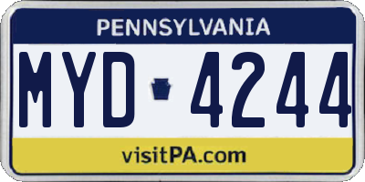 PA license plate MYD4244