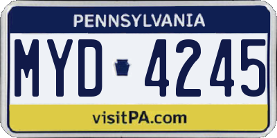 PA license plate MYD4245