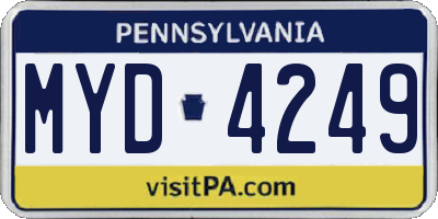 PA license plate MYD4249