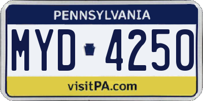 PA license plate MYD4250