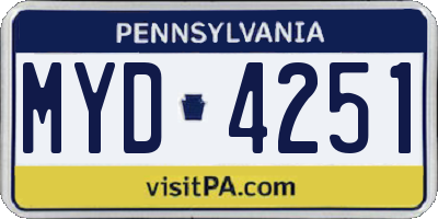 PA license plate MYD4251
