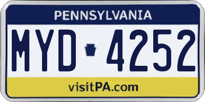 PA license plate MYD4252