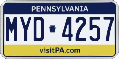 PA license plate MYD4257