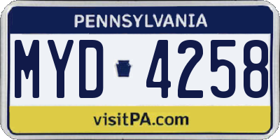 PA license plate MYD4258