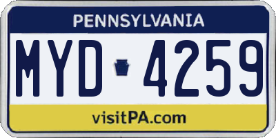 PA license plate MYD4259