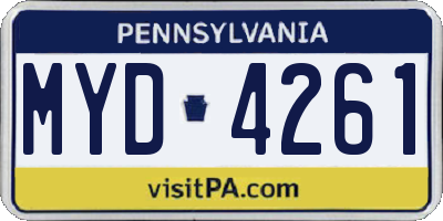 PA license plate MYD4261