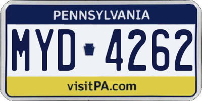 PA license plate MYD4262