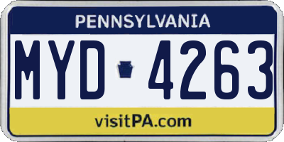 PA license plate MYD4263