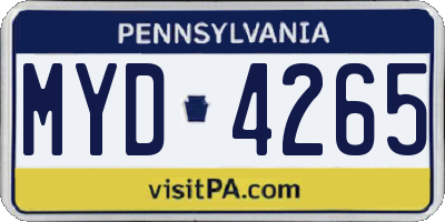 PA license plate MYD4265