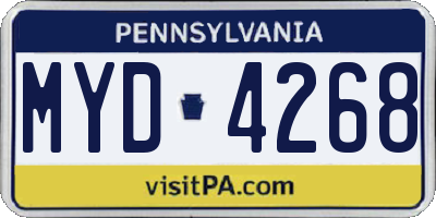 PA license plate MYD4268
