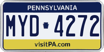 PA license plate MYD4272