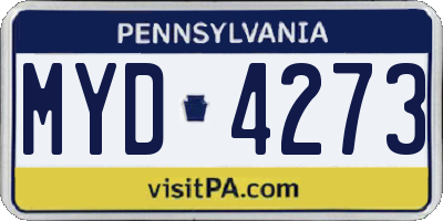 PA license plate MYD4273