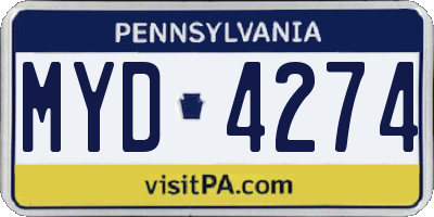 PA license plate MYD4274