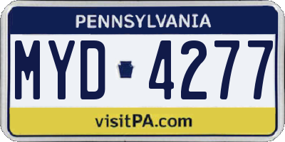 PA license plate MYD4277