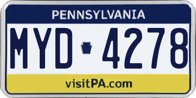 PA license plate MYD4278