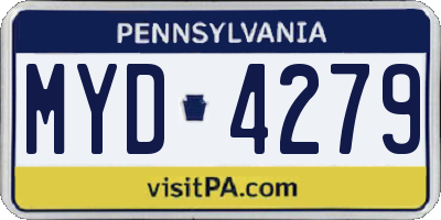 PA license plate MYD4279