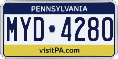 PA license plate MYD4280