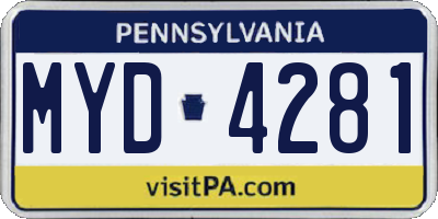 PA license plate MYD4281
