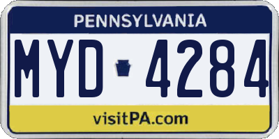 PA license plate MYD4284