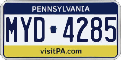 PA license plate MYD4285