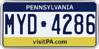 PA license plate MYD4286