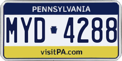 PA license plate MYD4288
