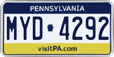 PA license plate MYD4292
