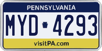 PA license plate MYD4293