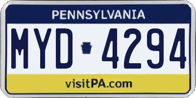 PA license plate MYD4294
