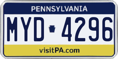 PA license plate MYD4296